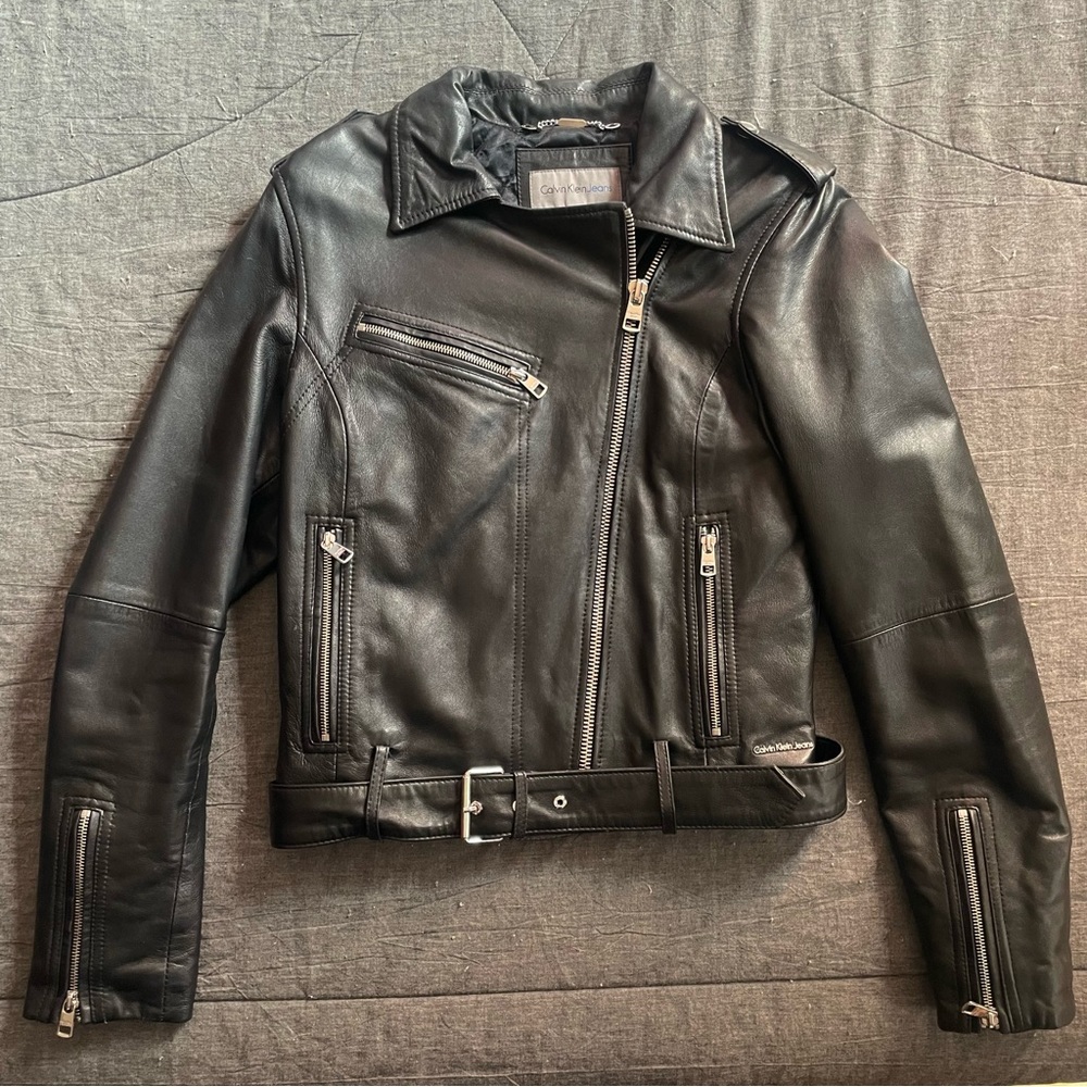 CALVIN KLEIN Leather Moto Jacket